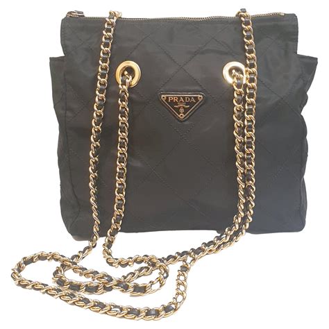 prada handbag with chain strap|prada shoulder bag gold chain.